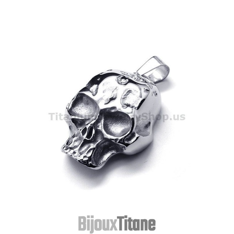 Pendentif Tête De Mort En Titane Pur - Chaîne Offerte Pendentif Tête De Mort En Titane Pur - Chaîne Offerte