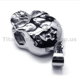 Pendentif Tête De Mort En Titane Pur - Chaîne Offerte