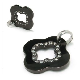 Collier Pendentif Diamant Titane Noir Cadeau Tendance