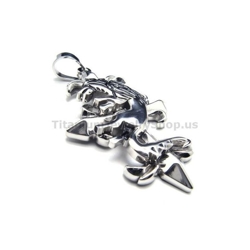 Pendentif Croix En Titane Pur À Deux Couches - Chaîne Offerte
