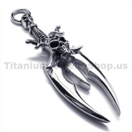 Pendentif En Titane Motif Crâne D'Épée - Chaîne Offerte
