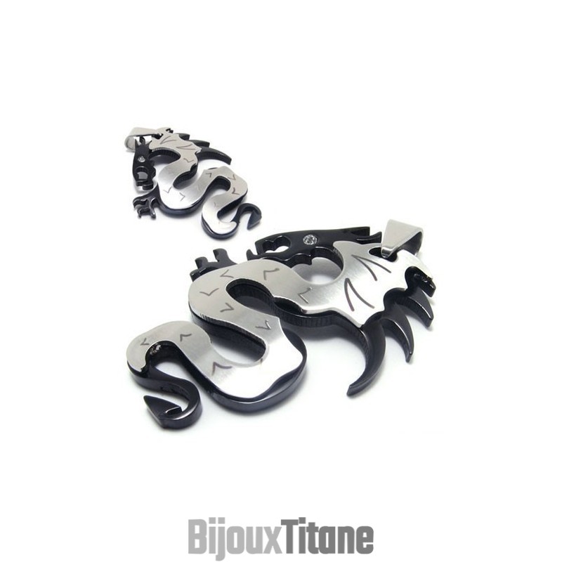 Collier Pendentif En Titane Pour Homme Black Dragons Collier Pendentif En Titane Pour Homme Black Dragons