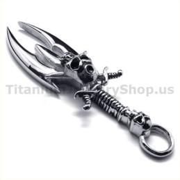 Pendentif En Titane Motif Crâne D'Épée - Chaîne Offerte