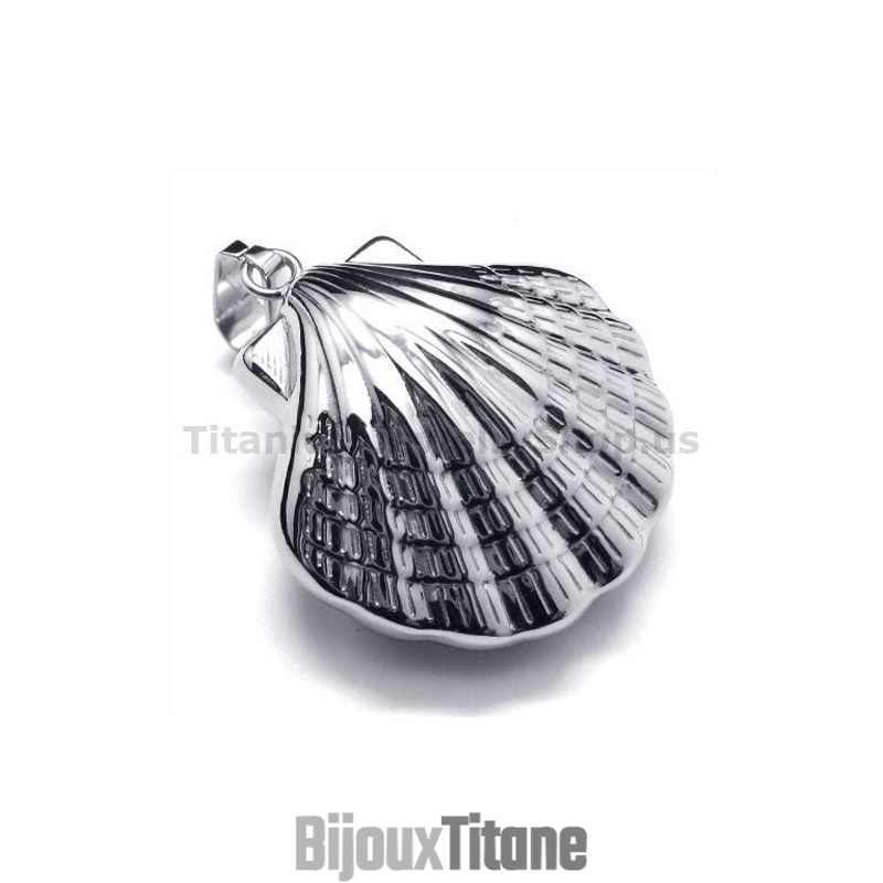 Pendentif En Titane Motif Coquillage - Chaîne Offerte Pendentif En Titane Motif Coquillage - Chaîne Offerte