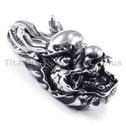 Pendentif Tête De Loong En Titane - Chaîne Offerte