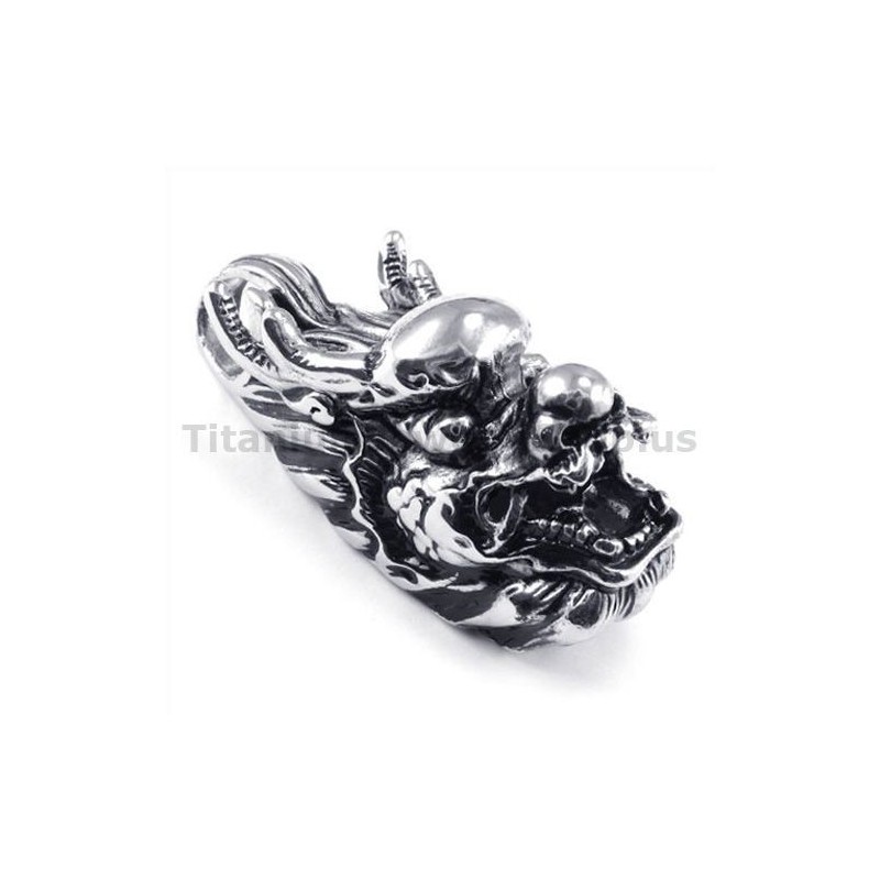 Pendentif Tête De Loong En Titane - Chaîne Offerte Pendentif Tête De Loong En Titane - Chaîne Offerte