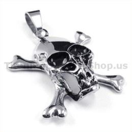 Pendentif Tête De Mort Croisée En Titane - Chaîne Offerte