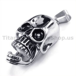 Pendentif Tête De Mort En Titane Pur - Chaîne Offerte