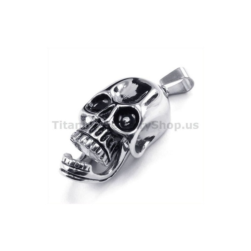 Pendentif Tête De Mort En Titane Pur - Chaîne Offerte Pendentif Tête De Mort En Titane Pur - Chaîne Offerte