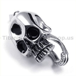 Pendentif Tête De Mort En Titane Pur - Chaîne Offerte