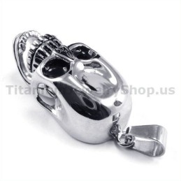 Pendentif Tête De Mort En Titane Pur - Chaîne Offerte