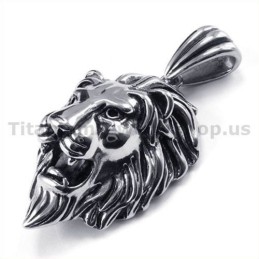 Pendentif Tête De Lion En Titane - Chaîne Offerte