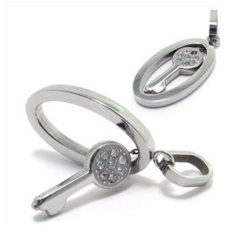 Collier Pendentif Clé En Titane Couleur Argent Tendance Avec Diamant