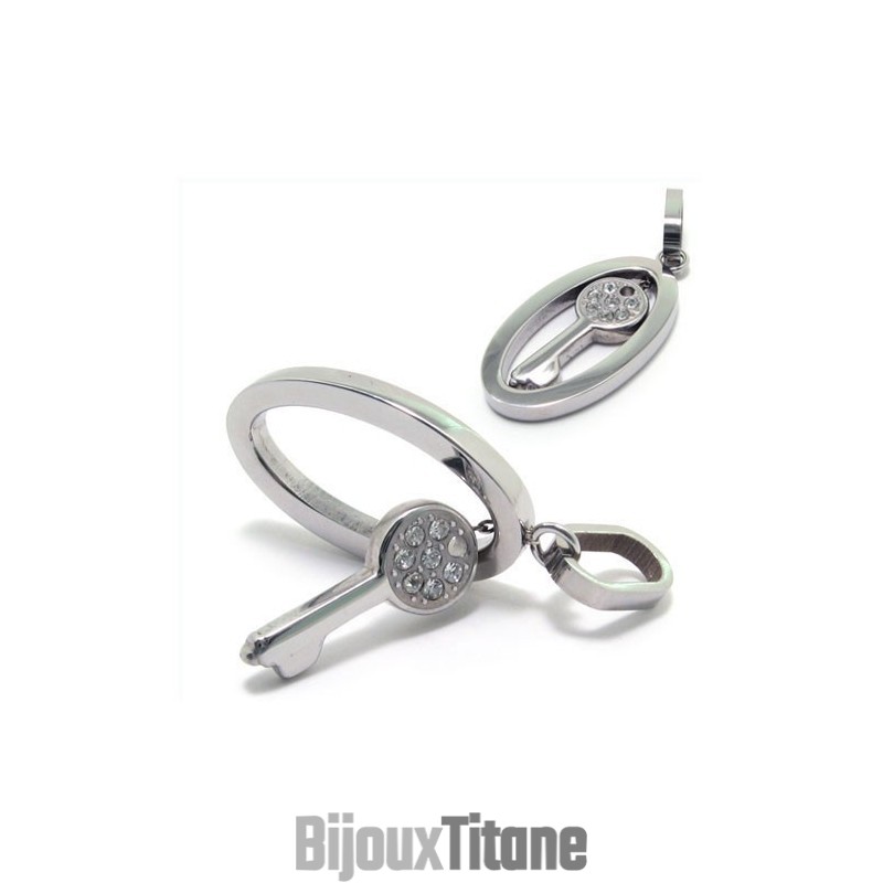 Collier Pendentif Clé En Titane Couleur Argent Tendance Avec Diamant Collier Pendentif Clé En Titane Couleur Argent Tendance Avec Diamant