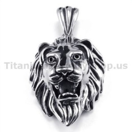 Pendentif Tête De Lion En Titane - Chaîne Offerte