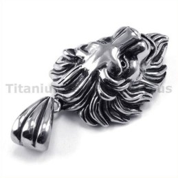 Pendentif Tête De Lion En Titane - Chaîne Offerte