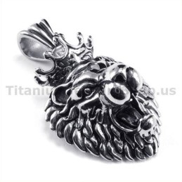 Pendentif Tête De Roi Lion En Titane - Chaîne Offerte