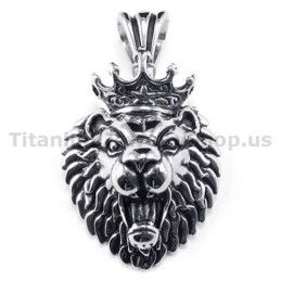 Pendentif Tête De Roi Lion En Titane - Chaîne Offerte