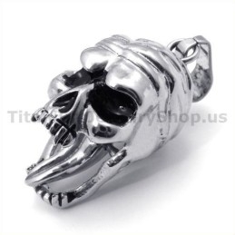 Pendentif Tête De Mort En Titane Avec Languette Mobile - Chaîne Offerte
