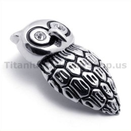 Pendentif Hibou En Titane Avec Diamant - Chaîne Offerte