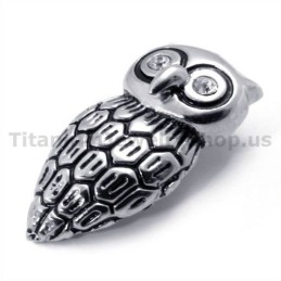 Pendentif Hibou En Titane Avec Diamant - Chaîne Offerte