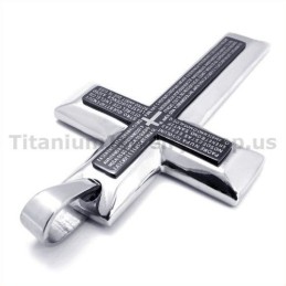 Pendentif Croix Noir En Titane Pur À Deux Couches - Chaîne Offerte