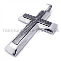 Pendentif Croix Noir En Titane Pur À Deux Couches - Chaîne Offerte