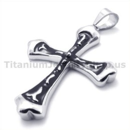 Pendentif Croix En Titane Noir - Chaîne Offerte