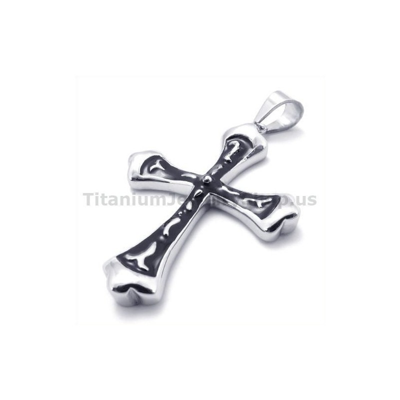 Pendentif Croix En Titane Noir - Chaîne Offerte Pendentif Croix En Titane Noir - Chaîne Offerte