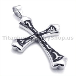 Pendentif Croix En Titane Noir - Chaîne Offerte