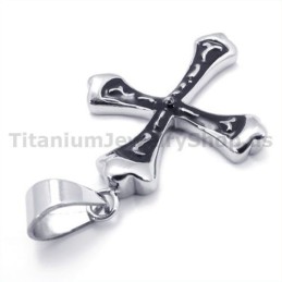 Pendentif Croix En Titane Noir - Chaîne Offerte
