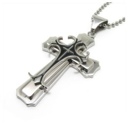Pendentif Croix En Titane Pur À 2 Couches Pour Homme, Chaîne Gratuite