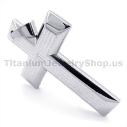 Pendentif Croix En Titane Couleur Argent - Chaîne Offerte