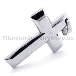 Pendentif Croix En Titane Couleur Argent - Chaîne Offerte