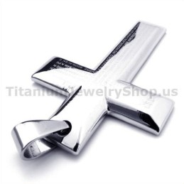 Pendentif Croix En Titane Couleur Argent - Chaîne Offerte