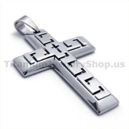 Pendentif Croix En Argent Et Titane - Chaîne Offerte