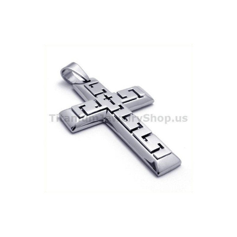 Pendentif Croix En Argent Et Titane - Chaîne Offerte