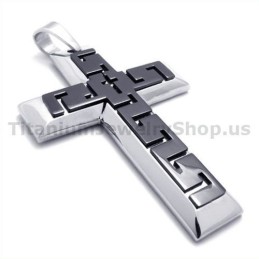 Pendentif Croix En Titane Noir - Chaîne Offerte