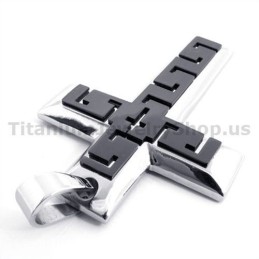 Pendentif Croix En Titane Noir - Chaîne Offerte