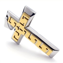 Pendentif Croix Dorée En Titane - Chaîne Offerte
