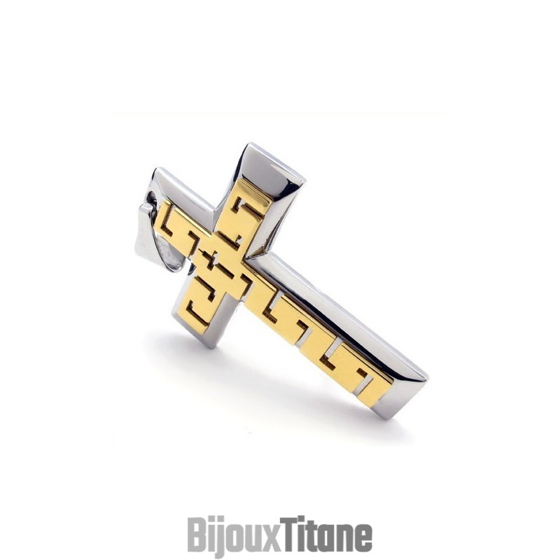 Pendentif Croix Dorée En Titane - Chaîne Offerte
