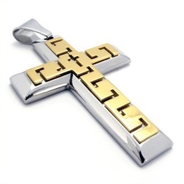 Pendentif Croix Dorée En Titane - Chaîne Offerte