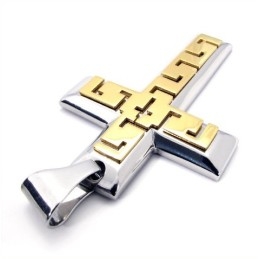 Pendentif Croix Dorée En Titane - Chaîne Offerte