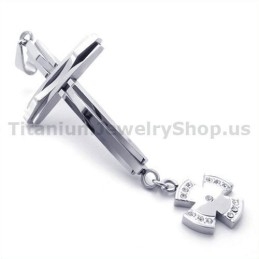 Pendentif Croix En Argent Et Titane Avec Diamants - Chaîne Offerte