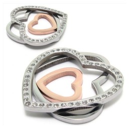 Collier Pendentif En Titane Et Diamant En Forme De Cœur À La Mode