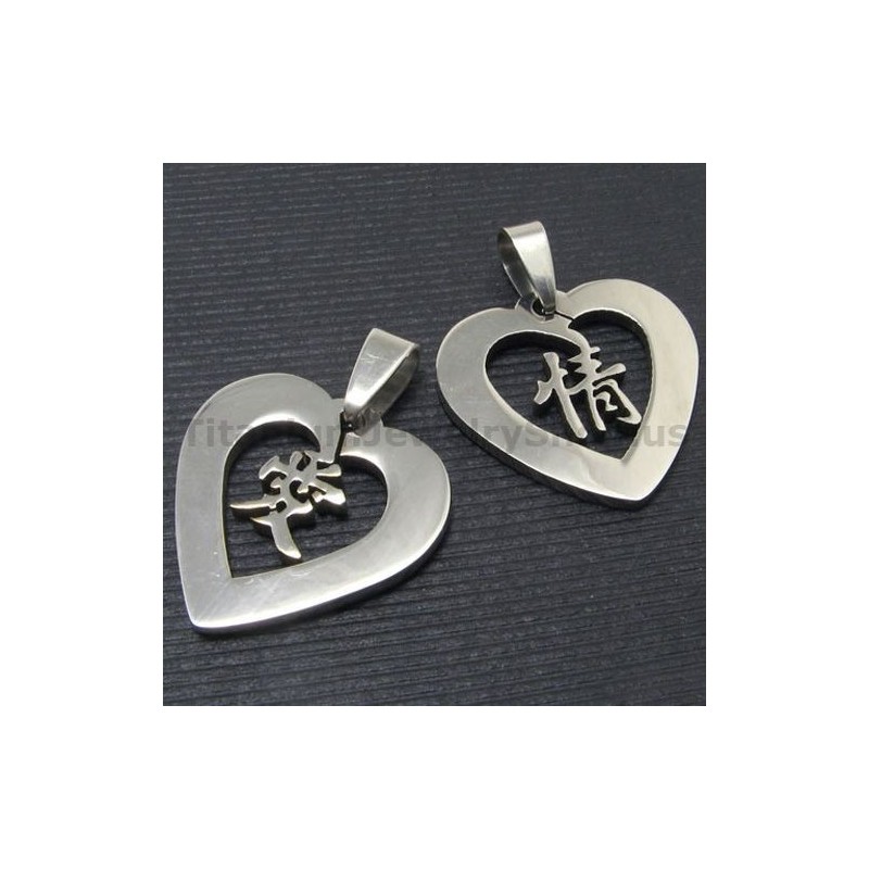 Pendentifs En Titane Avec Caractères Chinois Pour Amoureux - Chaînes Gratuites Pendentifs En Titane Avec Caractères Chinois Pour Amoureux - Chaînes Gratuites
