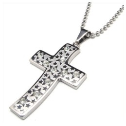 Collier Avec Pendentif Croix En Titane Et Diamant Pour Homme
