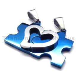 Pendentifs En Titane Pour Amoureux (Bleu) - Chaînes Gratuites