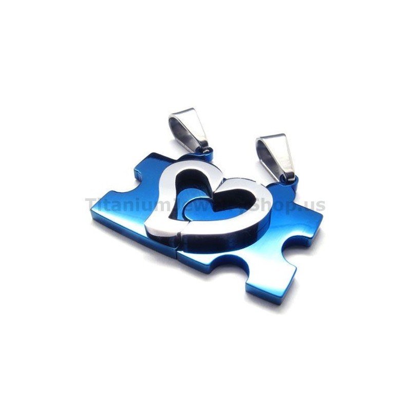 Pendentifs En Titane Pour Amoureux (Bleu) - Chaînes Gratuites Pendentifs En Titane Pour Amoureux (Bleu) - Chaînes Gratuites