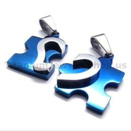 Pendentifs En Titane Pour Amoureux (Bleu) - Chaînes Gratuites